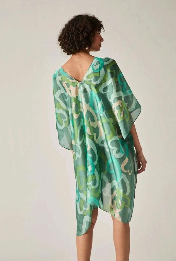 James Lakeland Green Heart Print Kaftan