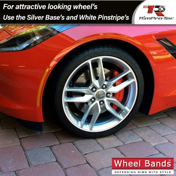 RimPro-Tec Group 4x Silver Base's 4x White  Pinstripe's / RimPro-Tec® Wheelbands™ car wheel styling kit