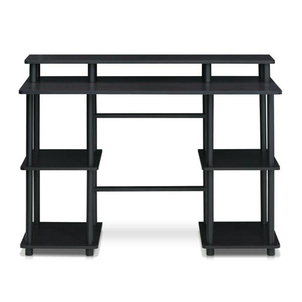 WALPLUS Turn | N | Tube Computer Desk with Top Shelf, Espresso/Black | Modern Desk Designed for Contemporary Interiors
