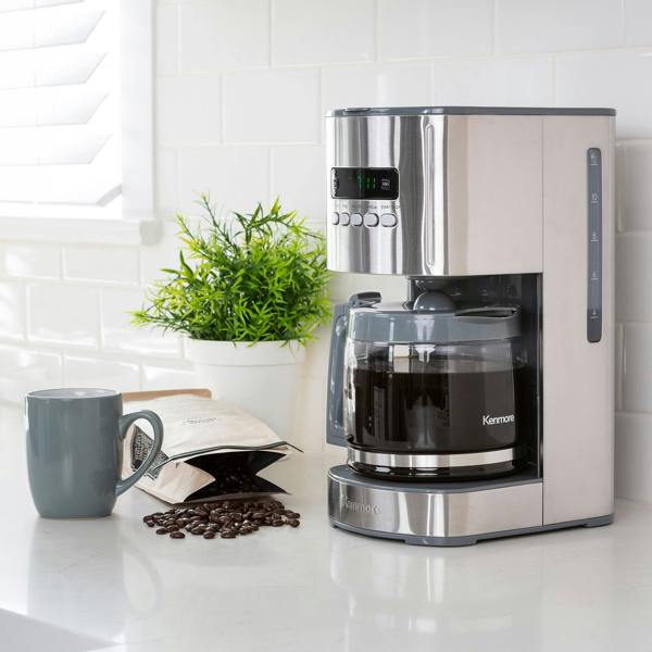Kenmore 12-Cup Filter Coffee Machine 1.8L Programmable Timer Drip Coffee Maker Silver