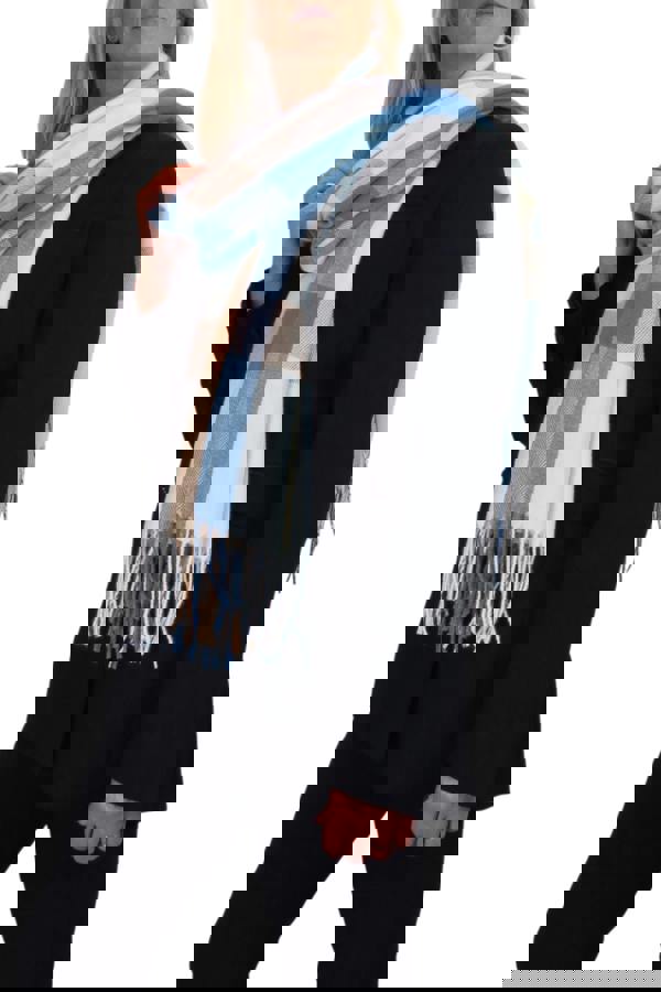 Paulo Due Wool Pashmina Shawl Oversized Plaid Wrap Scarf