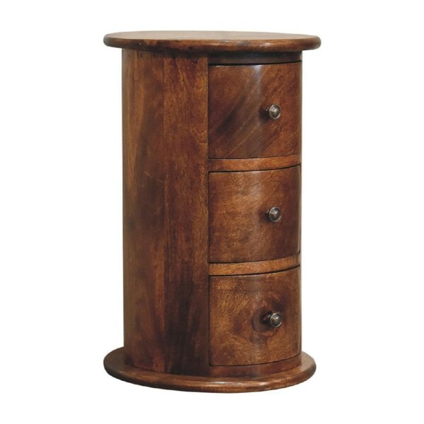 Wyld Haus Olbia Mini Chestnut Mango Wood Drum Chest 3 Drawers