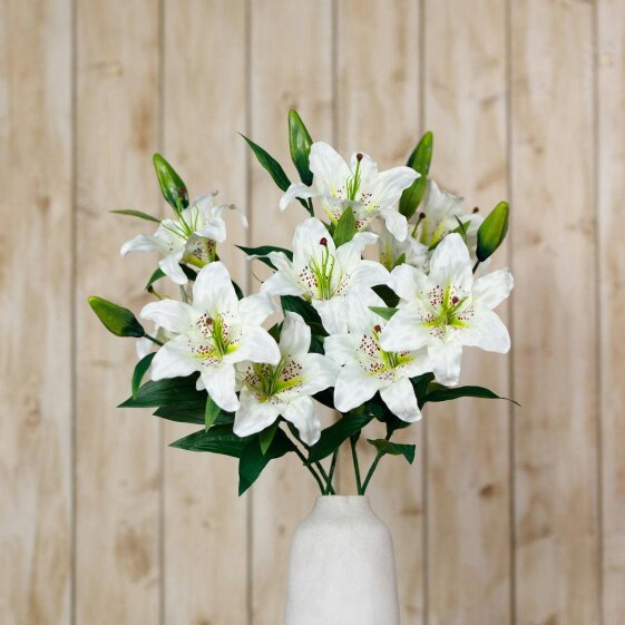 Wyld Haus Set of 3 Artificial Flowers White Madonna Lily Sprays