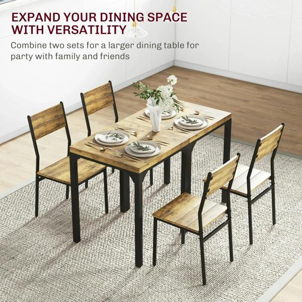 Rustic brown dining table with multiple chairs and place settings