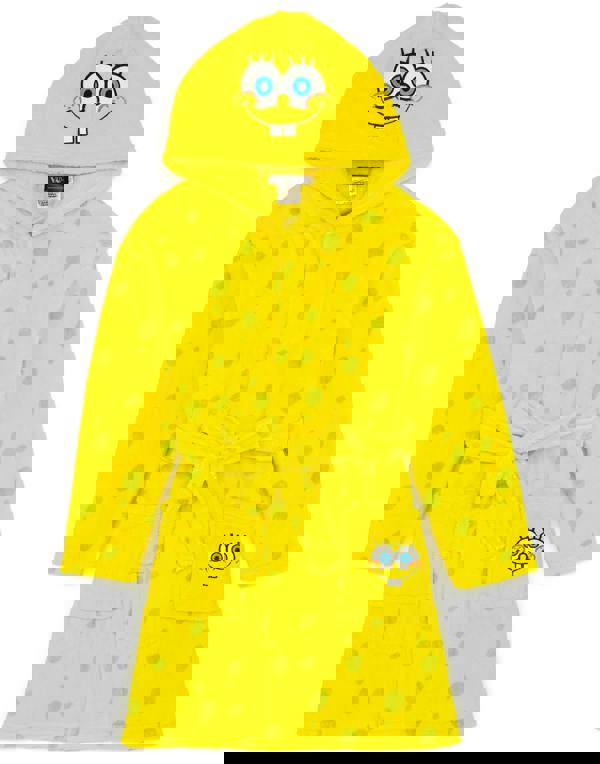 SpongeBob SquarePants Unisex Kids Yellow Spongebob Squarepants Novelty Face Hood Bathrobe