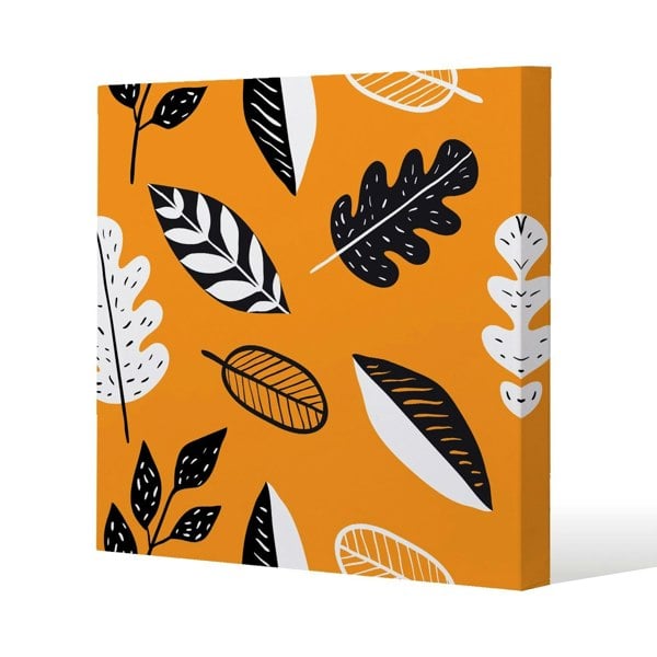 Benjamin Tate Design Doodle leaves Slim Style Canvas Print  90x90cm , 15mm Slim Real wood.