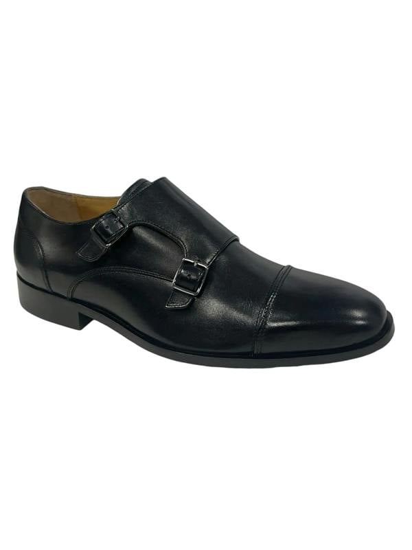 Chapman & Moore Toe Cap Monk Leather Men's Black Shoes