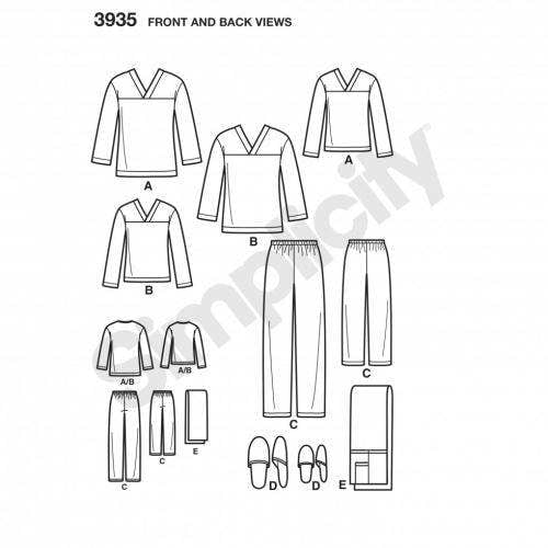 Simplicity Sewing Pattern 3935, Accessories, Shoes, Trousers, Tops, Pyjamas for Kids, Men, Teenagers, Women, XS-S-M-L-XL - Easy