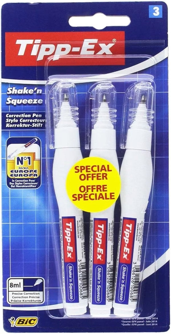 BIC Tipp-Ex Correction Pen 8ml - Pack of 3
