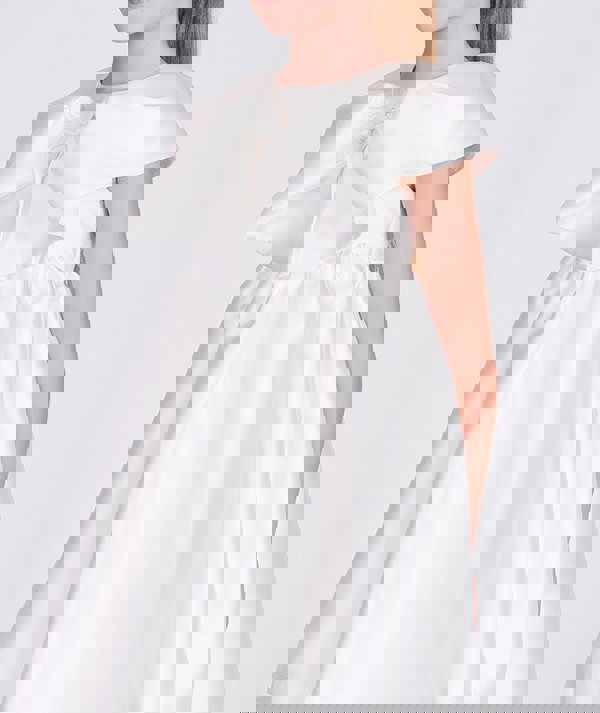 Mama Luma Girls Flared Special Occasion Dress With Bolero in White