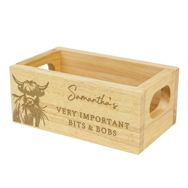 Personalised Memento Company Personalised Highland Mini Wooden Storage Crate