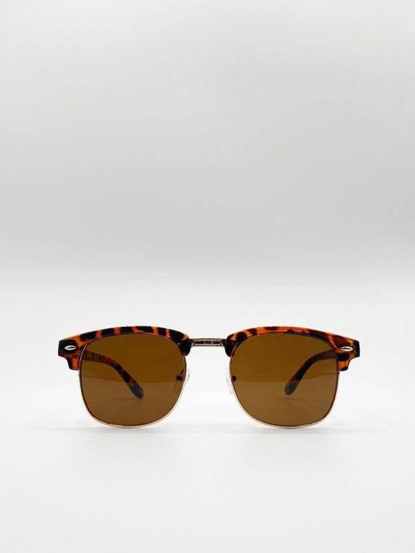 Half Frame Wayfarer Style Sunglasses - svnx