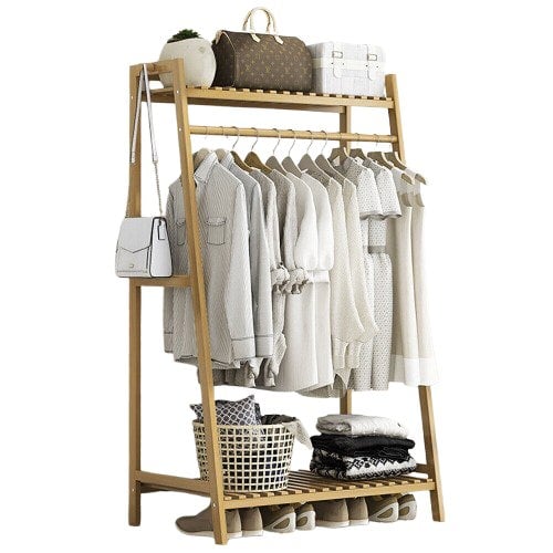 Modcraft Heavy Duty Bamboo Clothes Rail and Wardrobe