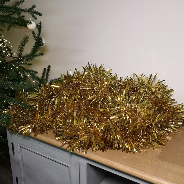 Samuel Alexander 10m (33ft) x 15cm Luxury Chunky Cut Tinsel Garland Christmas Tree Decoration - Gold
