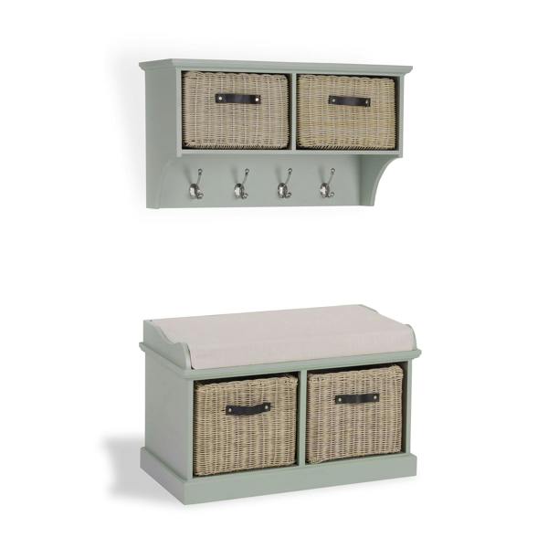 Statement Furniture Tetbury Hanging Shelf and Bench Set with Storage - Small