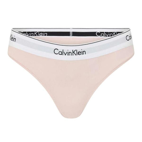 Calvin Klein Womens/Ladies Logo Cotton Blend Thong - Vibrant Pink - 