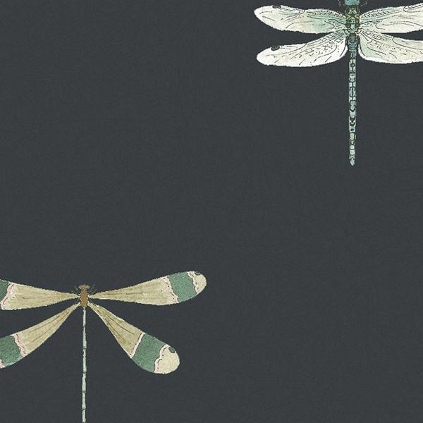 Sophie Allport Watercolour Dragonfly Oundle Navy Wallpaper