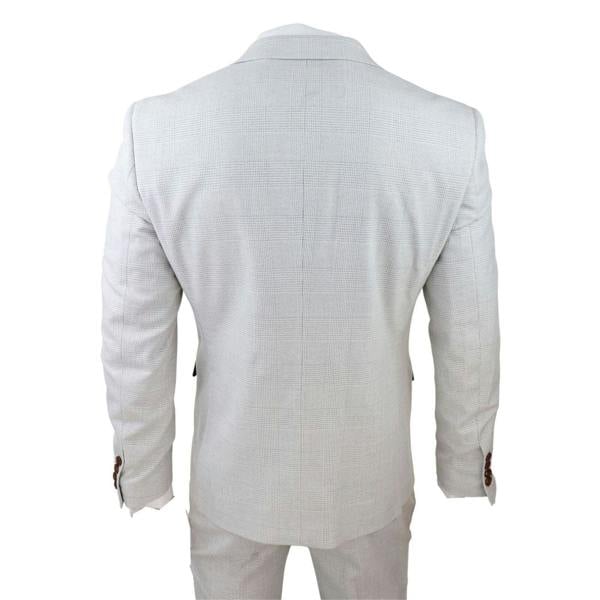 Paul Andrew Mens Grey Stone 3 Piece Tweed Check Suit