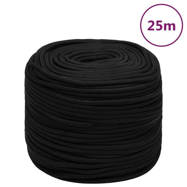 Berkfield Work Rope Black 8 mm 25 m Polyester
