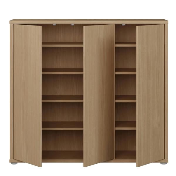 Furniture To Go Alice Springs Shoe Cabinet with 3 Doors Push-to-Open in Elegancia Oak
