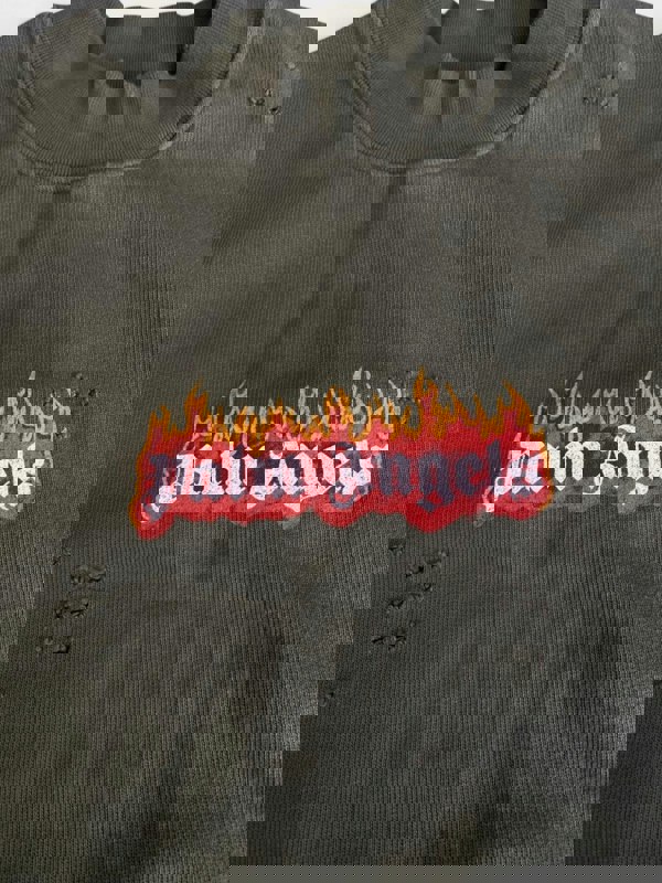 Palm Angels Burning Logo Sweatshirt Military Green - Supplied FashionPalm Angels