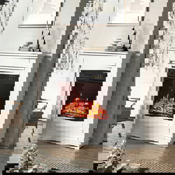 39 Inch Electric Fireplace Suite White Mantel Surround Electric Log Burner Heater Freestanding Fireplaces Living and Home