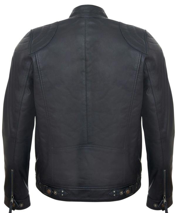 Infinity Leather Mens Leather Biker Vintage Zipped Racing Jacket