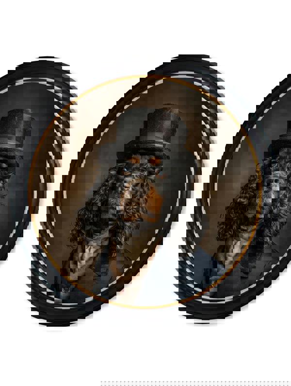 Exceptional Art Lord Longears -  Gentleman Cocker Spaniel Oxford round frame