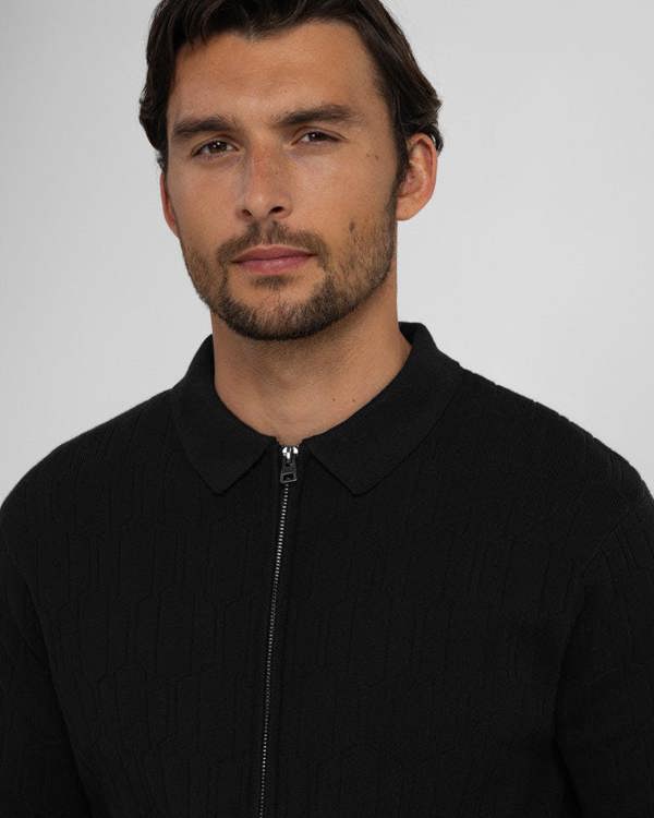Steel & Jelly Aston - Geometric Knitted Zip-Through Cardigan