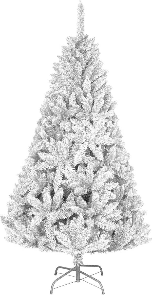 4ft to 12ft White Imperial Pine Artificial Christmas Trees with Hinged Branches and Metal Stand image 1