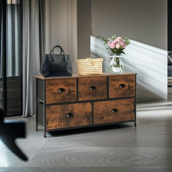 Modcraft Chest of Drawers with Wooden Top and Front with Fabric Drawers