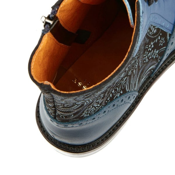 Embassy London Brick Lane Boots - Blue - Women's leather oxford higher ankle boot with brogue detail