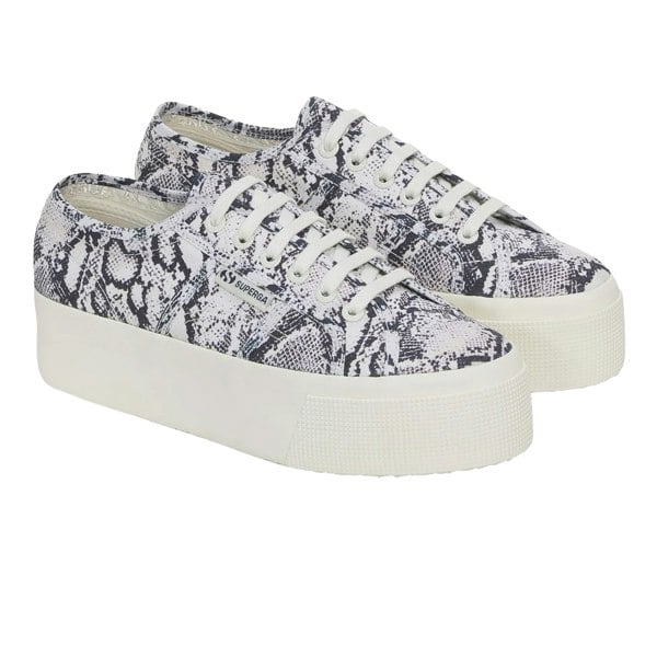 Superga Womens 2790 Snake Print Trainers - White Avorio/Navy