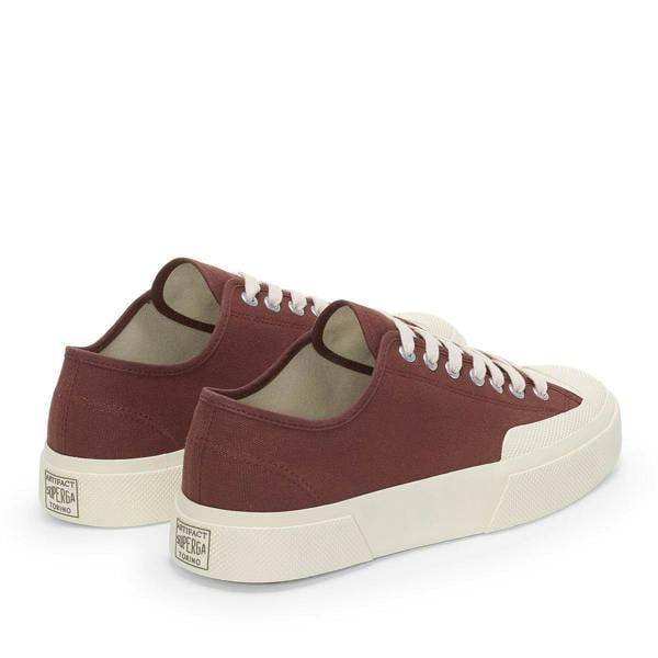 Superga Unisex Adult 2432 Works Cotton Canvas Low Cut Trainers - Brown/Off White - 