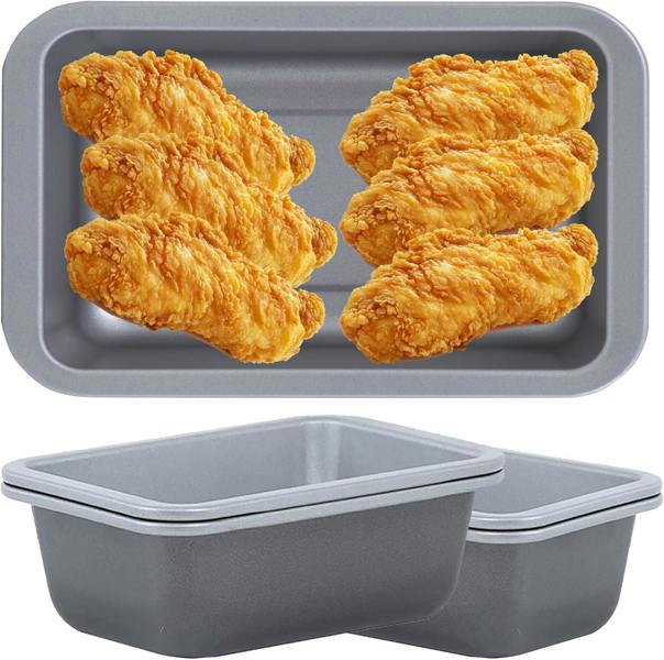Set of 2 Air Fryer Rectangular Dishes Mini 16.5cm Non-Stick Low Carbon Steel
