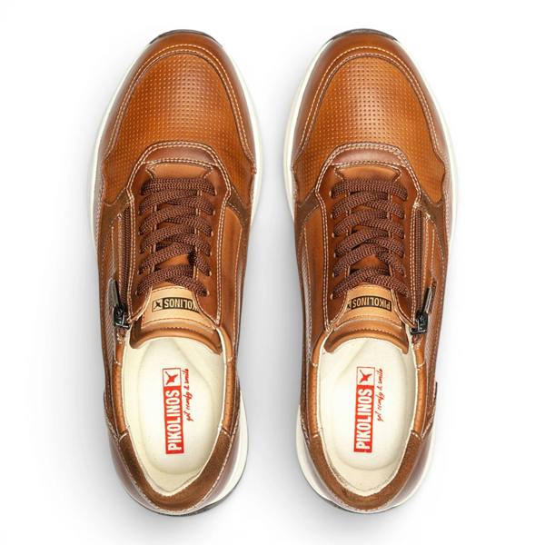 Pikolinos Getafe - Men's Brown Leather Easy Wear Sneakers