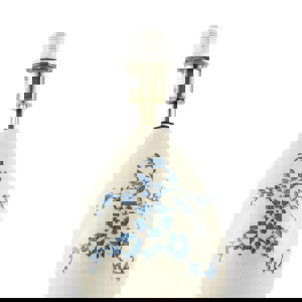 Hand Painted Blue Floral Themed Ceramic Table Lamp Base with Switch Image 4