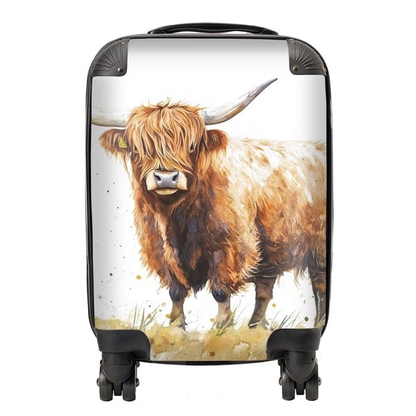 Warren Reed Watercolour Highland Cow Suitcase