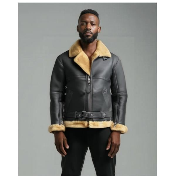Infinity Leather Mens RAF Sheepskin Leather Aviator Jacket-Skyfair