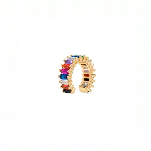 Spero London Rainbow Baguette Sterling Silver Ear Cuff - Gold