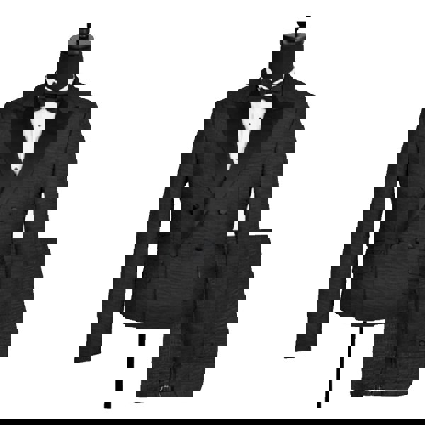 David WeJ Alfredo Cropped Double Breasted Jacquard Wave Print Tuxedo- Black