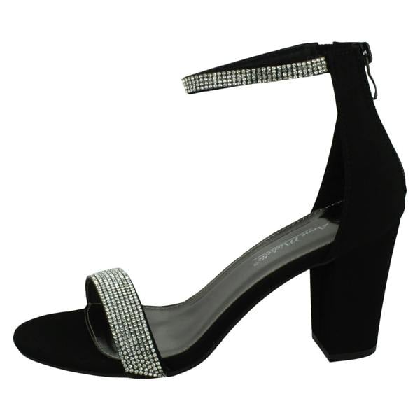 Anne Michelle Ladies Anne Michelle Wide Fit Block Heel Diamante Mule Sandal F12052
