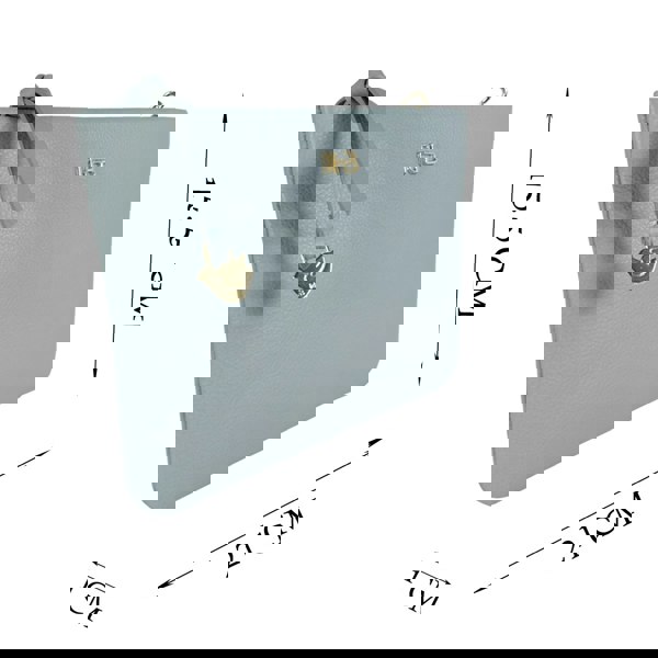 Assots London 'SOPHIA' Cameo Blue Pebble Grain Zip Top Leather Crossbody Bag