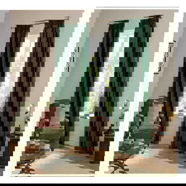 Furn Ultimate Velvet Pencil Pleat Curtains - Emerald