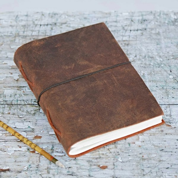 Paper High Buffalo Leather Journal with Elastic Tie