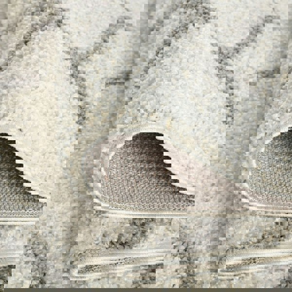 Trellis Design Thick Shaggy Area Rugs Ivory