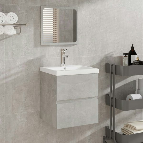 Berkfield Bathroom Sink Cabinet with Basin and Mirror Concrete Grey
