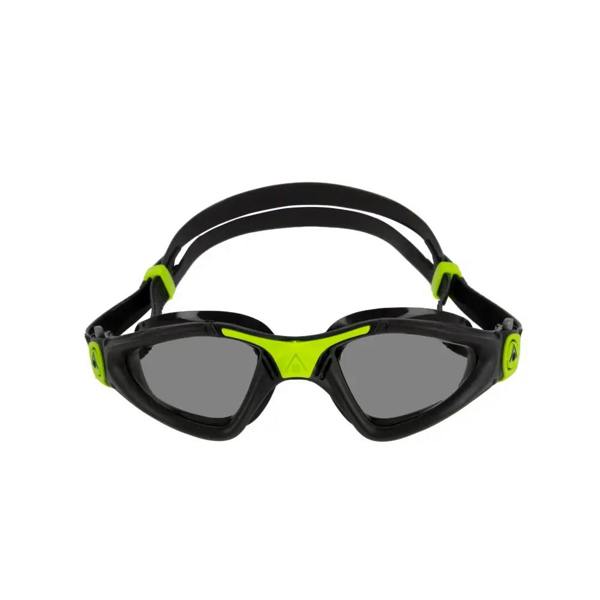Sleek black and lime green Aqua Sphere Kayenne goggles with photochromatic lens