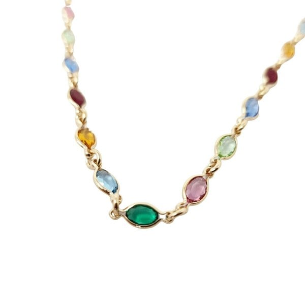 18ct Gold Vermeil Multi Gemstone Crystal Necklace