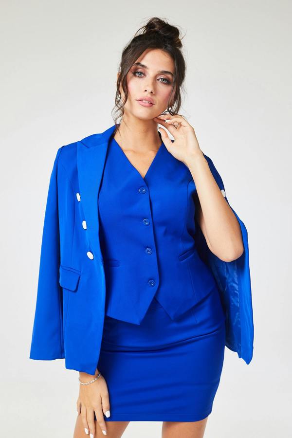 LuvForever Cobalt Blue 4-Piece Trouser Skirt Suit